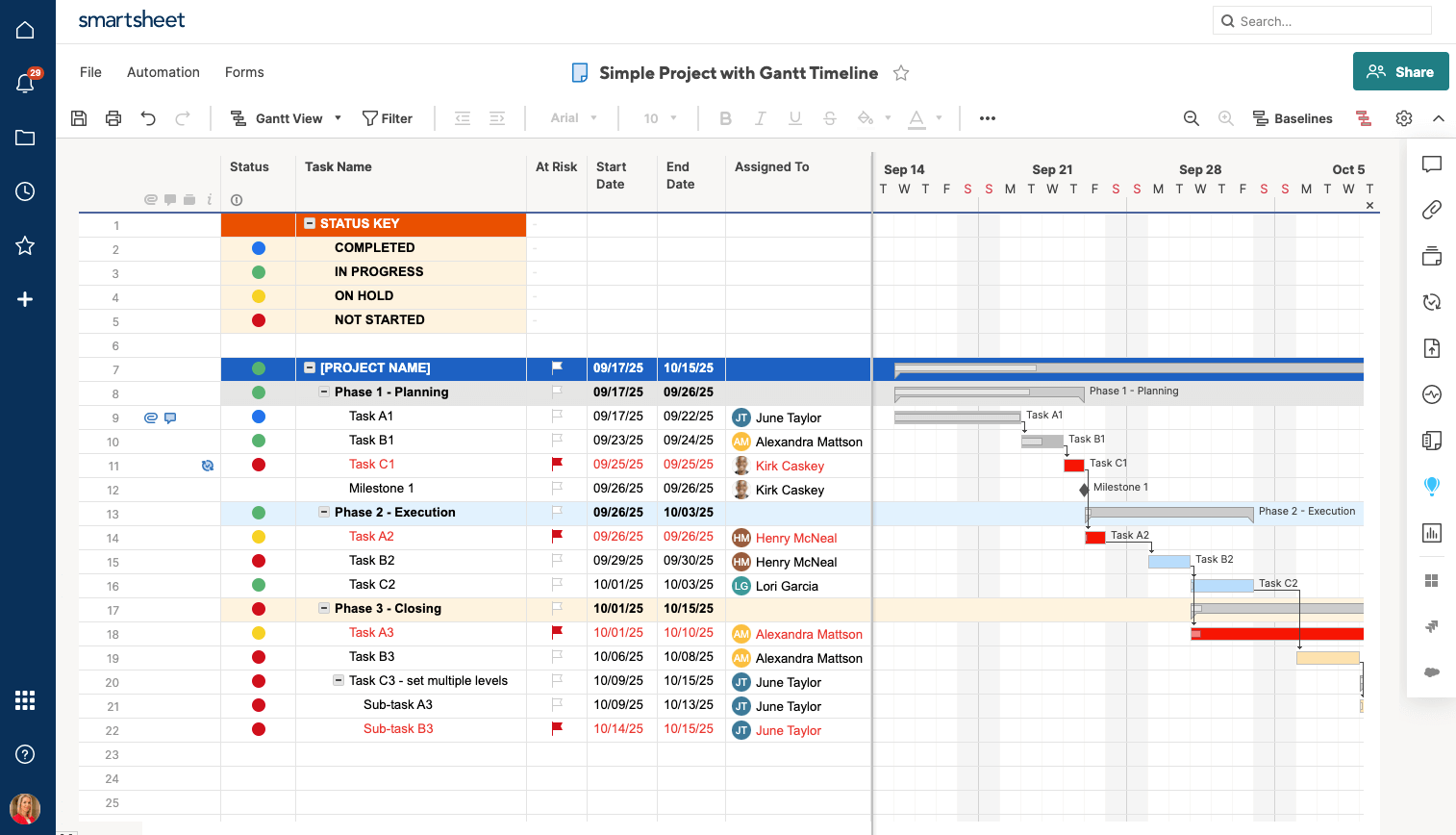 smartsheet free project management templates