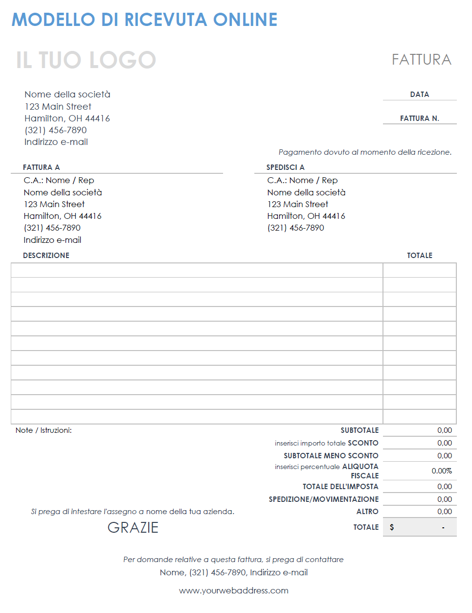 Modelli gratuiti di ricevute Microsoft Word