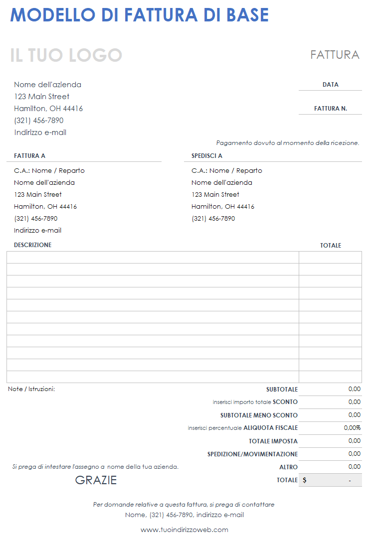Modello di fattura di base