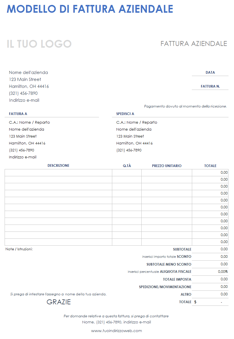 Modello di fattura aziendale