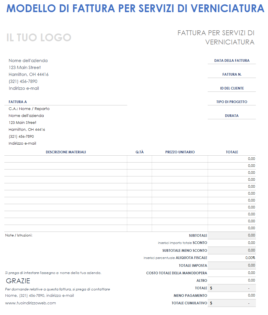 Fattura di verniciatura