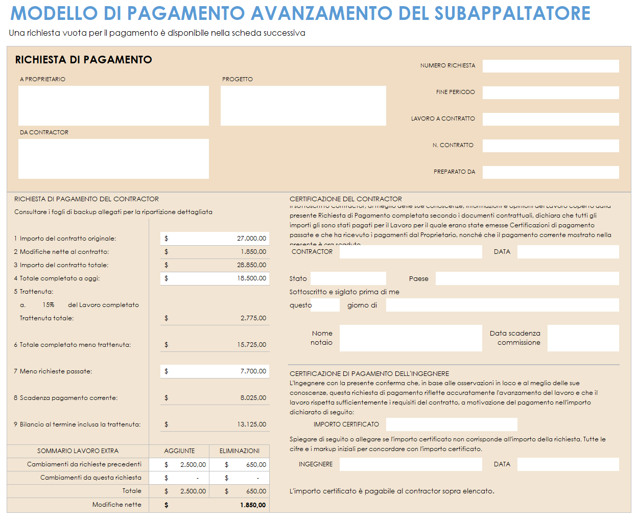 Acconto al subappaltatore