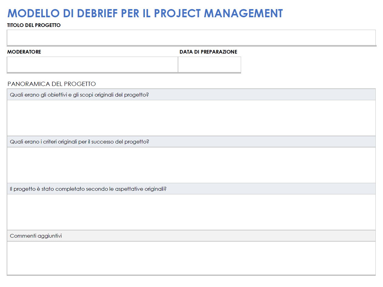 Debriefing sulla gestione del progetto