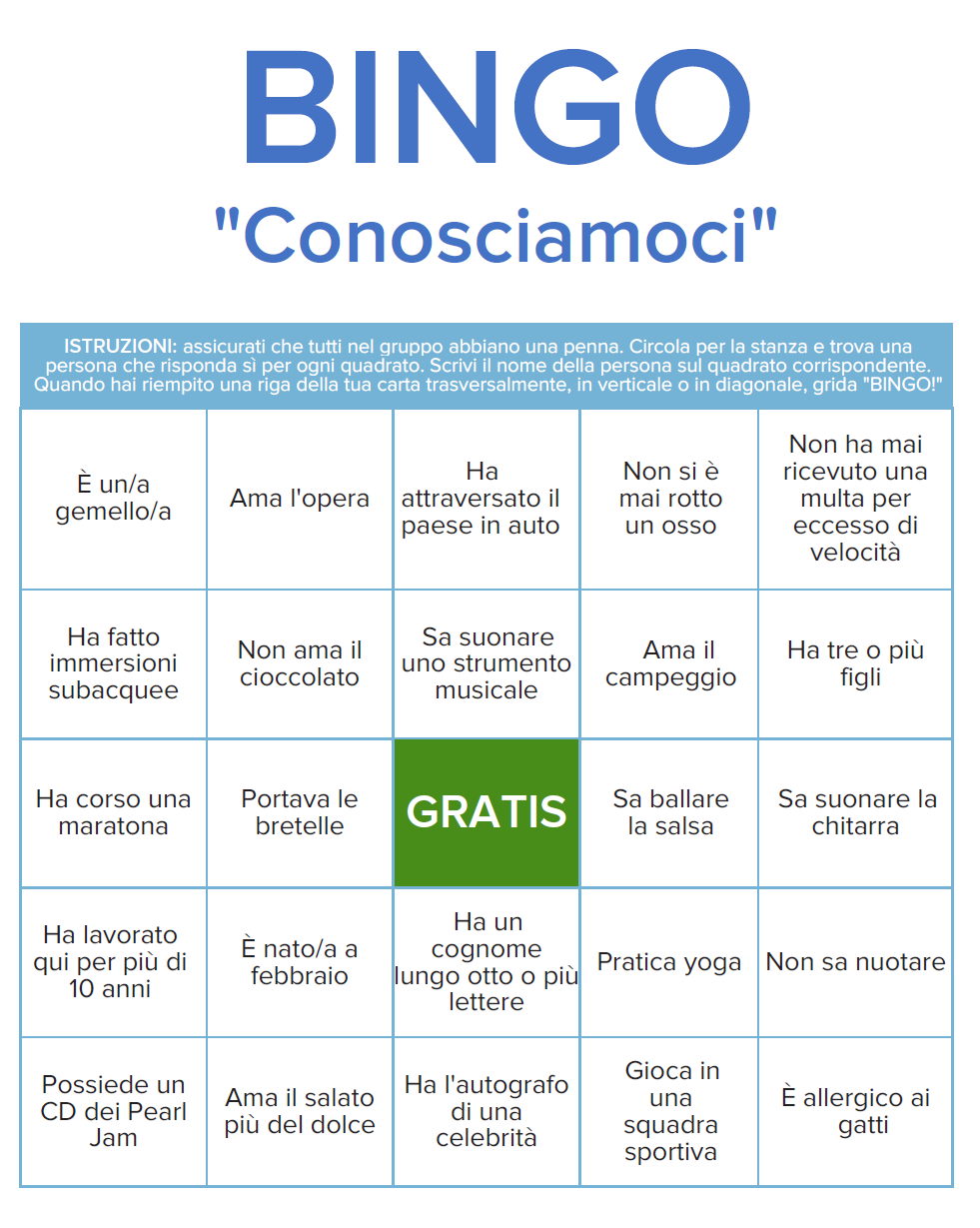 Conosci la tua cartella del bingo