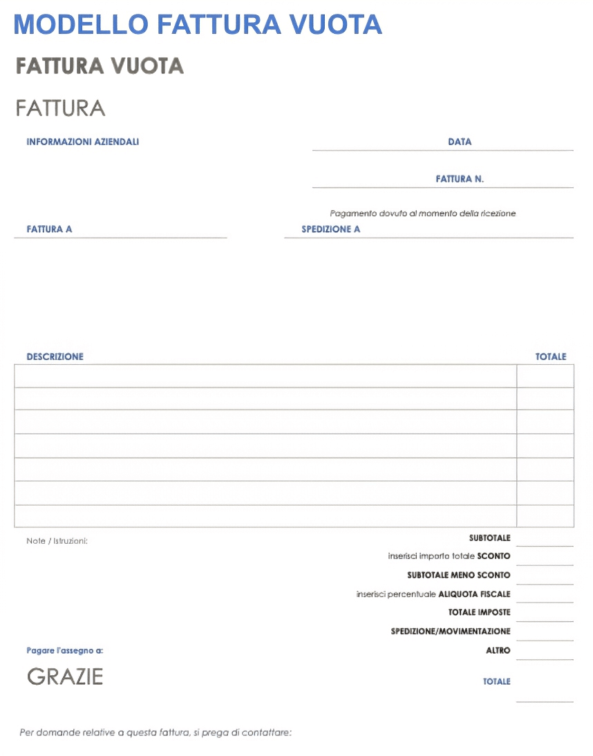  Modello di fattura vuota