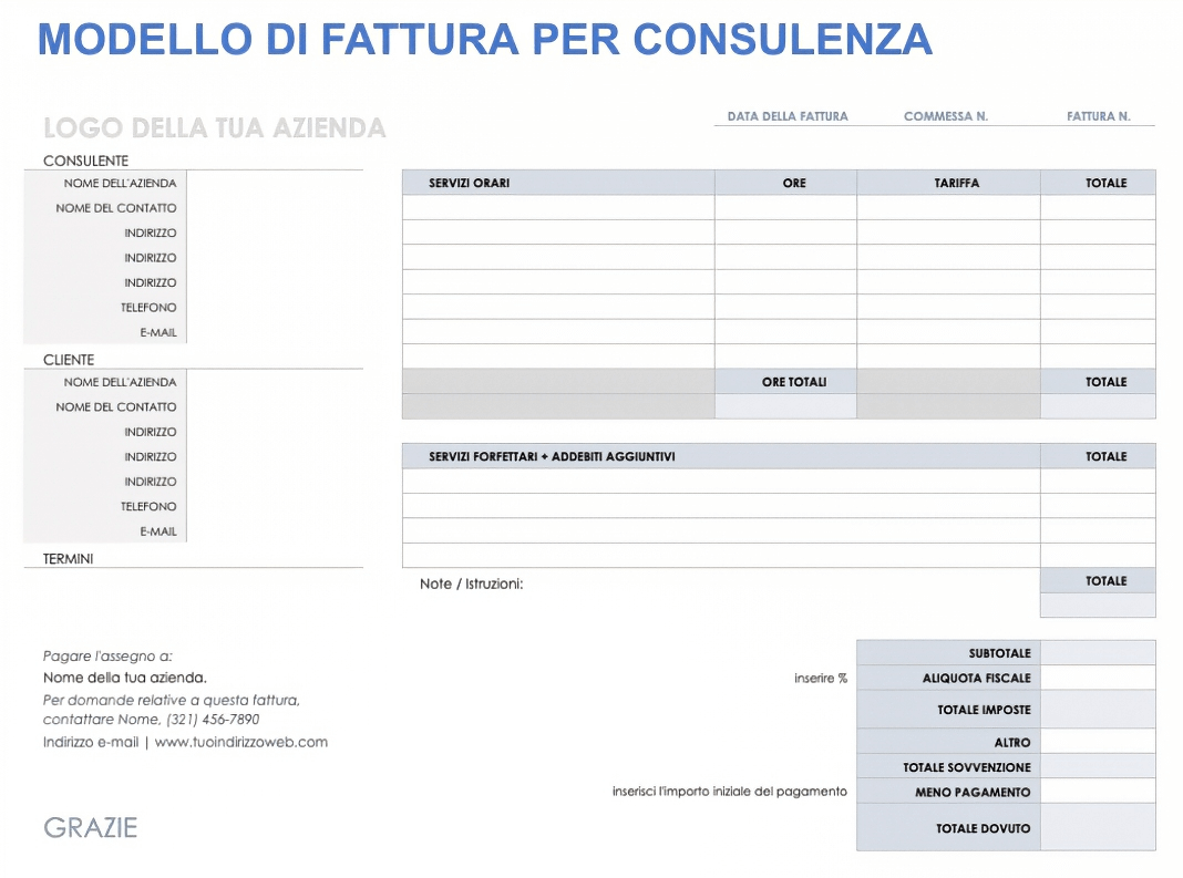  Modello di fattura per consulenza