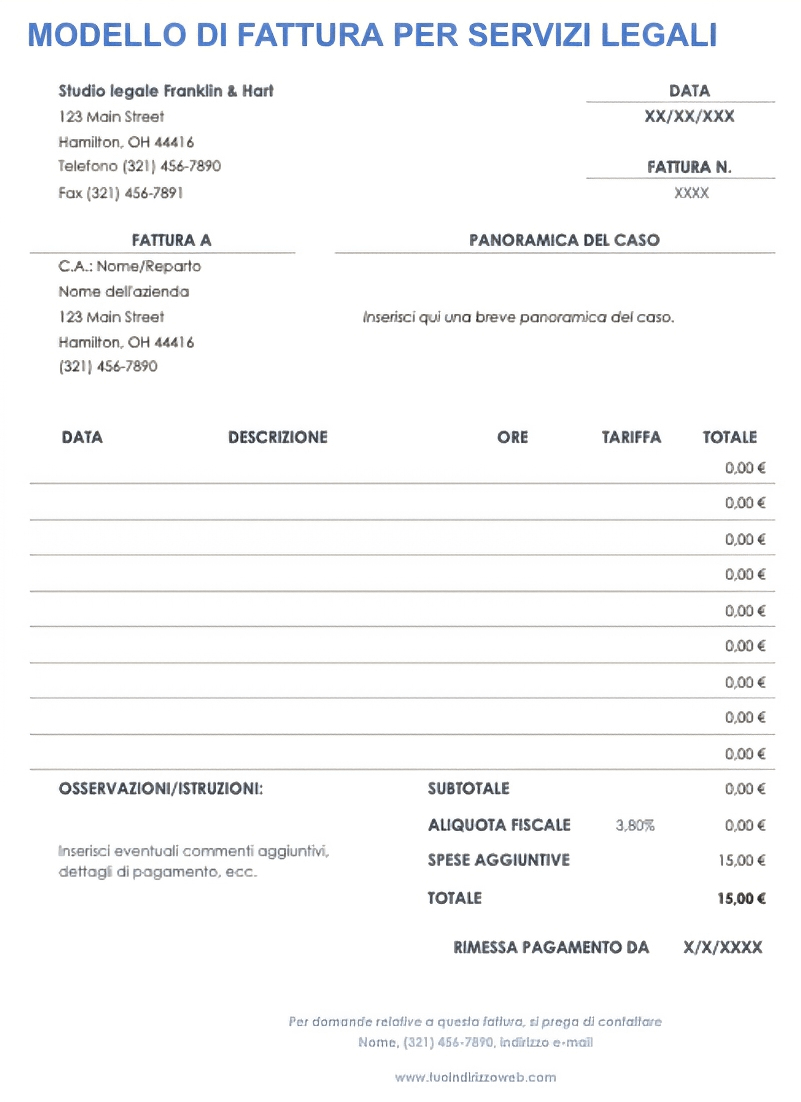  Modello di fattura legale