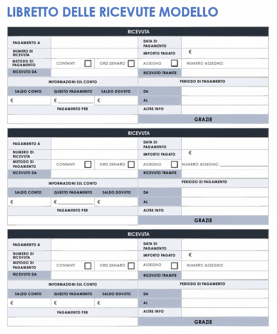  Modello di registro delle ricevute