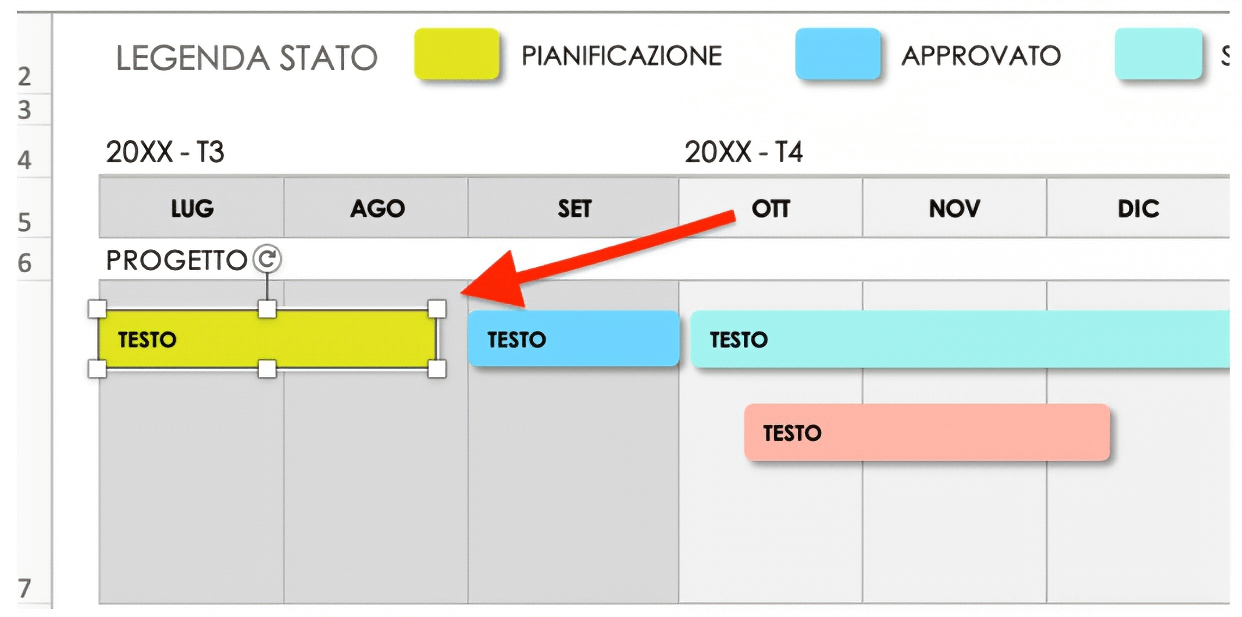  Regola le barre delle sottoattività