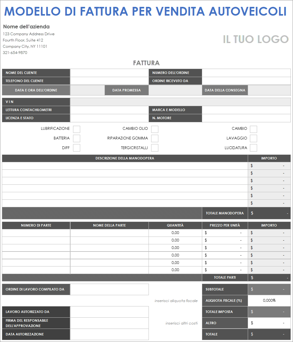  Modello di fattura automatica