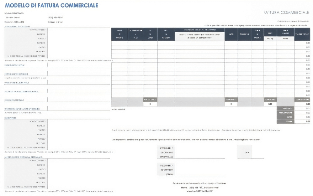  Modello di fattura commerciale