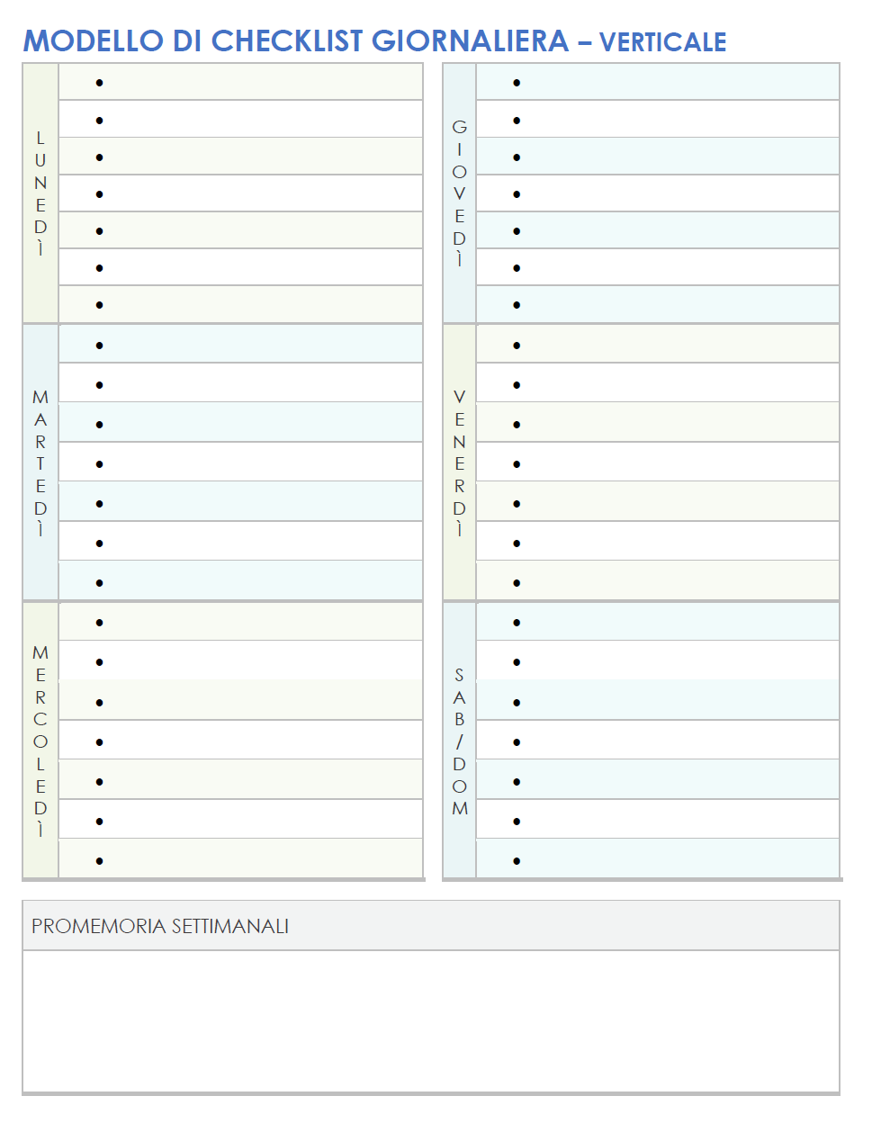  Modello di lista di controllo giornaliera di Google Documenti