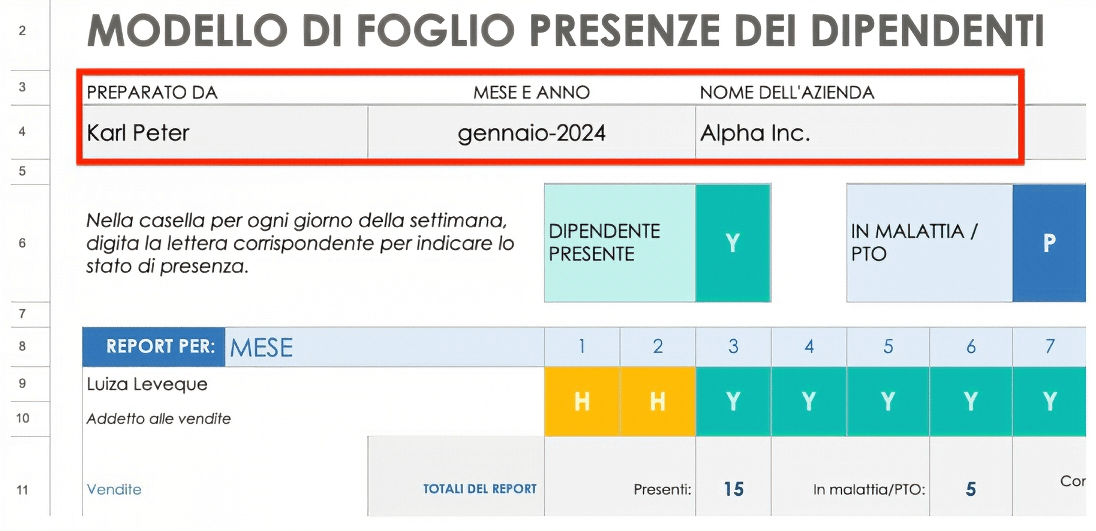  Nome Mese Anno Foglio presenze in Fogli Google