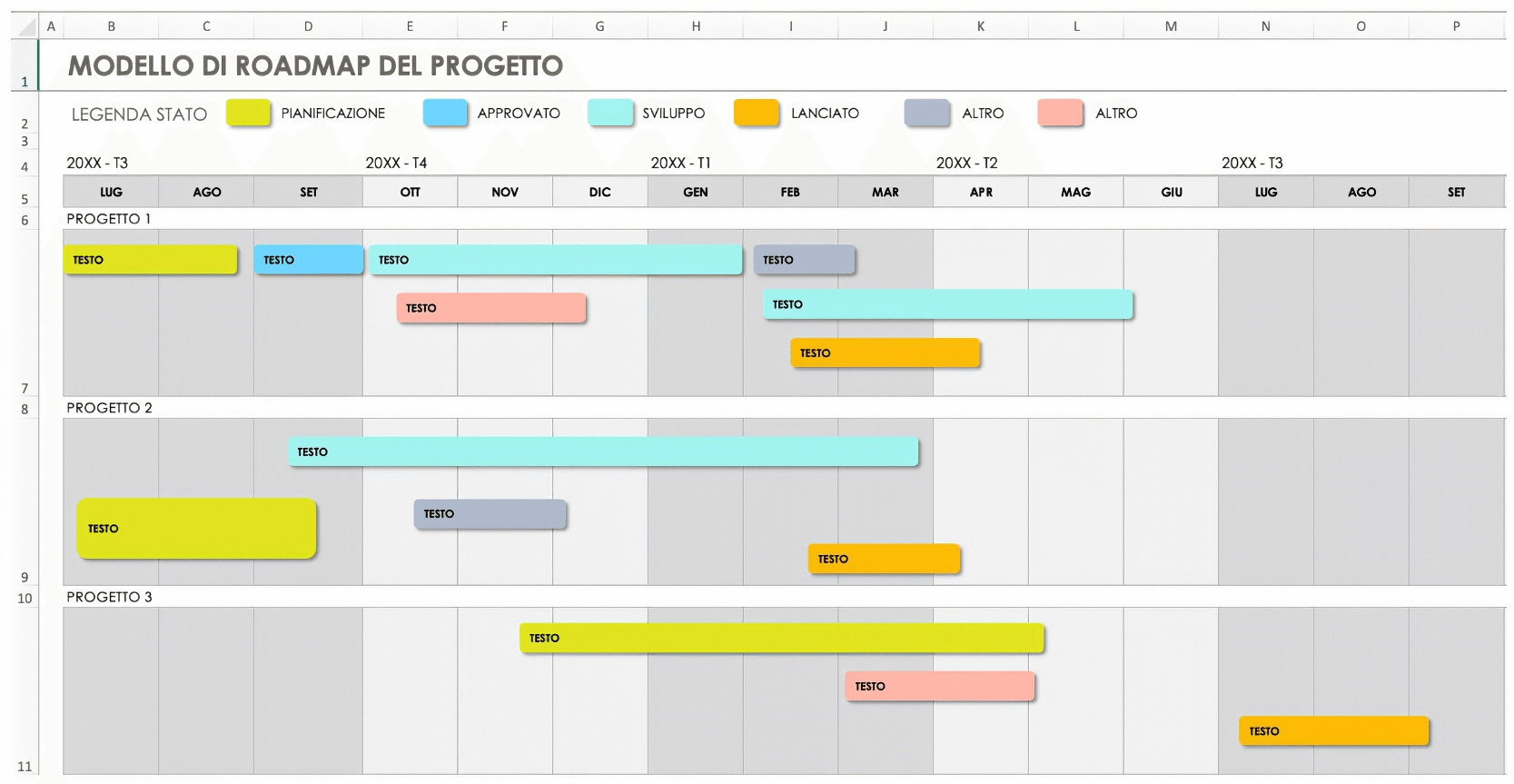  Apri modello di roadmap del progetto