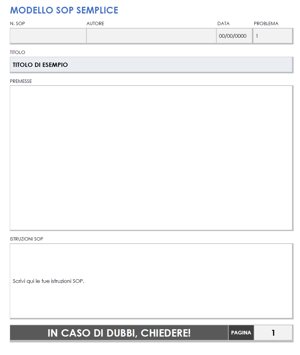  Modello di procedura operativa standard SOP semplice
