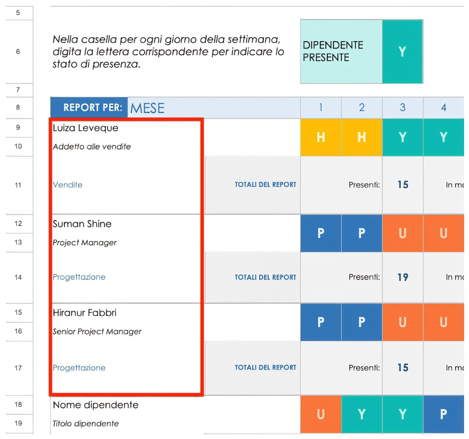  Foglio di stato delle presenze in Fogli Google