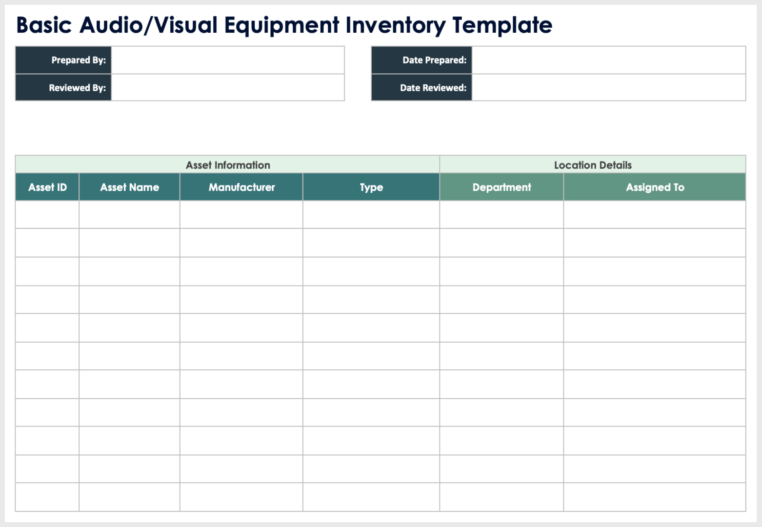 Modello base di inventario delle attrezzature audiovisive