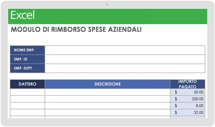 Modulo di rimborso spese aziendali