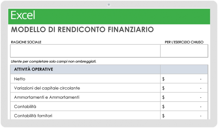  Modello di rendiconto finanziario