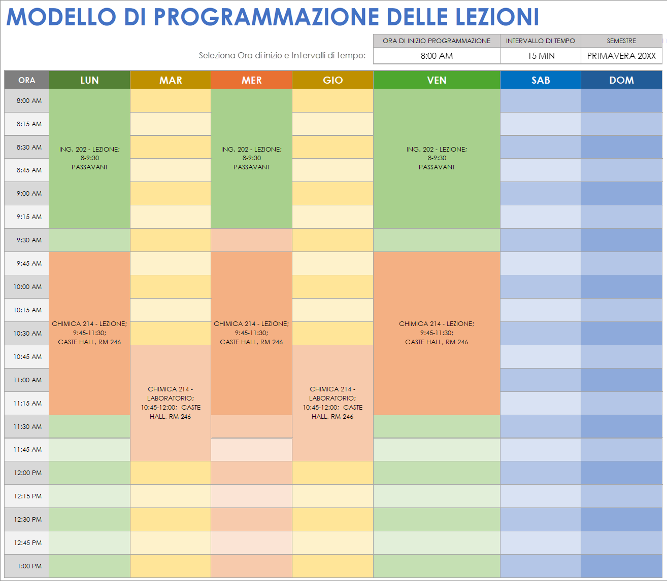 Modello di schedulazione delle lezioni