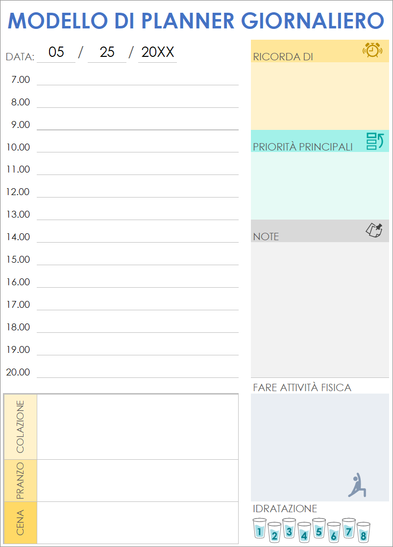 Modello di planner giornaliero