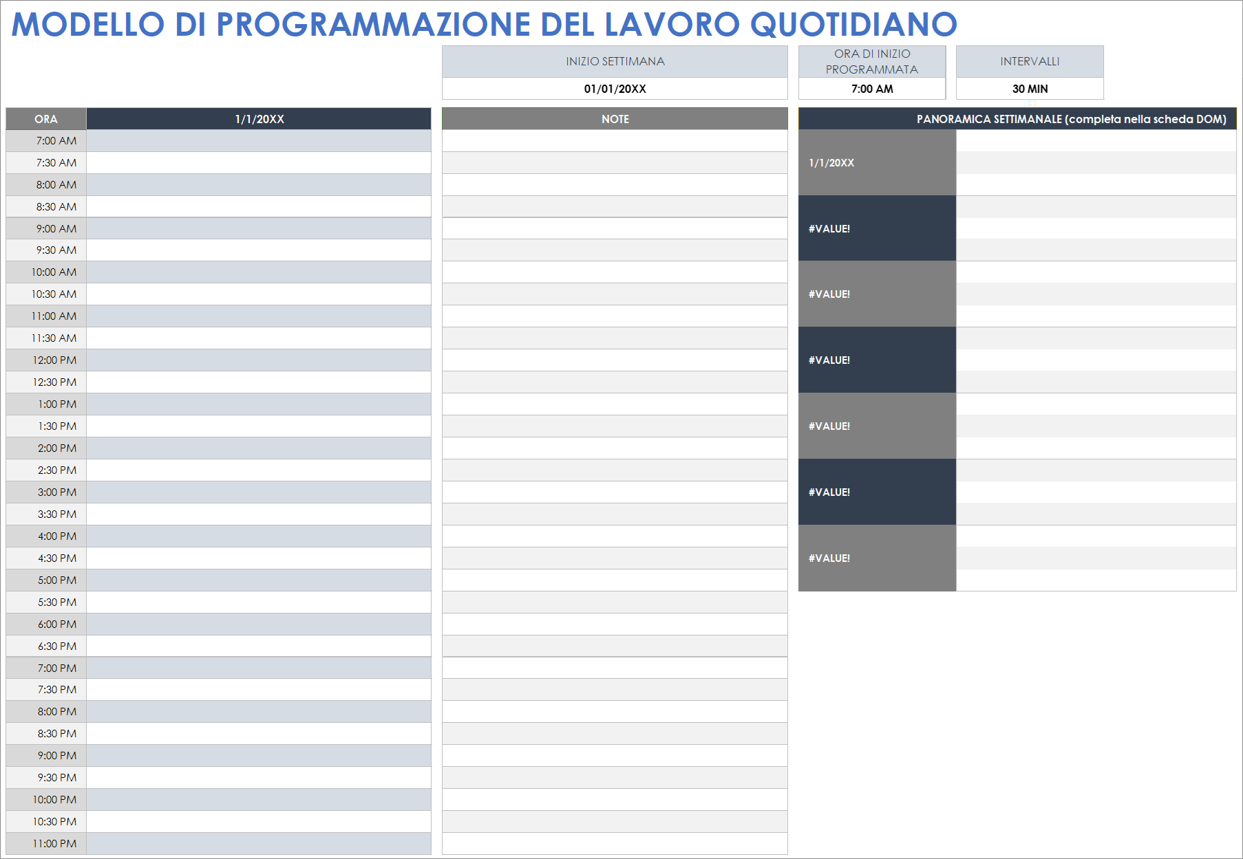Modello di schedulazione del lavoro quotidiano