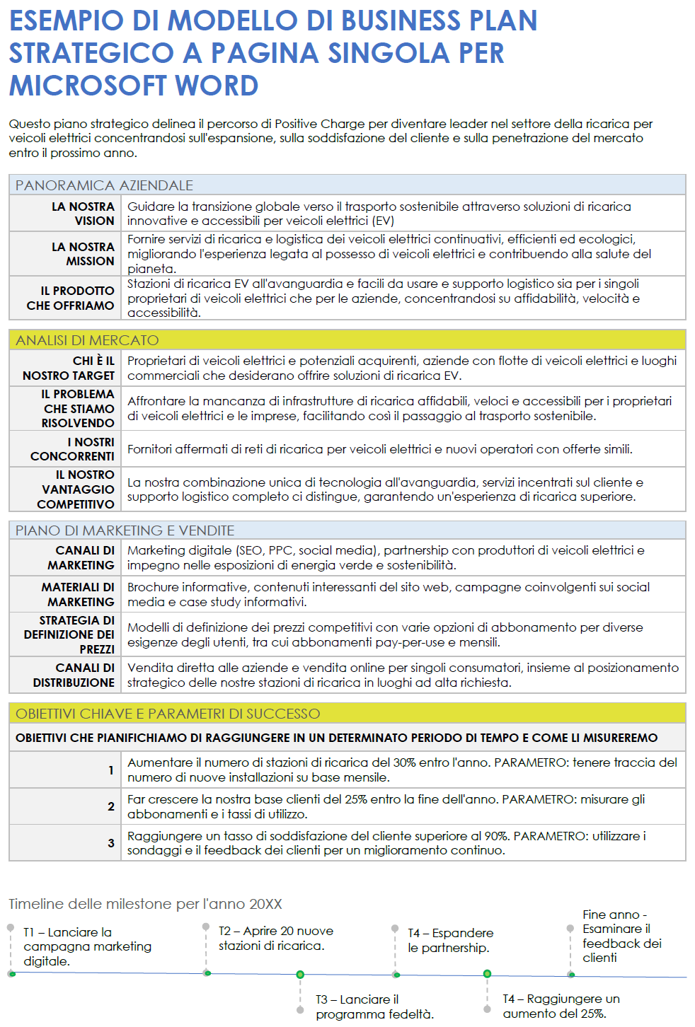 Esempio di modello di pianificazione della strategia aziendale di un anno per Microsoft Word