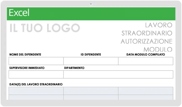 Modello di modulo di autorizzazione degli straordinari