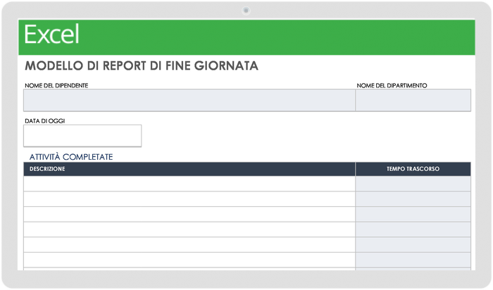  Modello di report di fine giornata