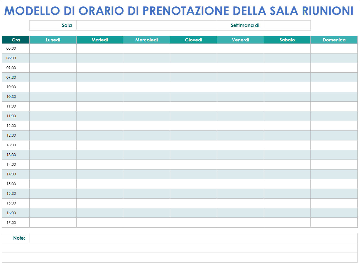 Modello di orario delle sale riunioni