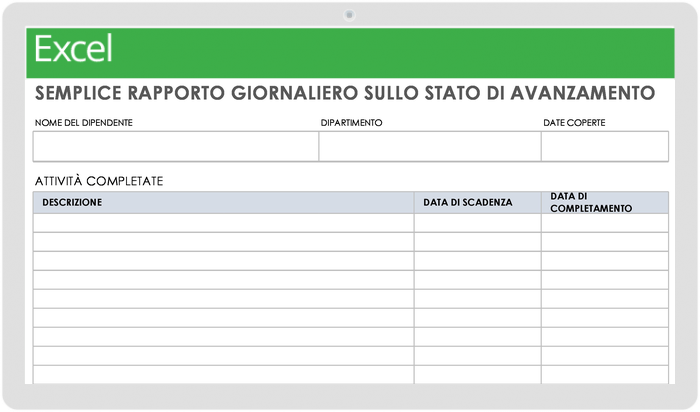  Modello di report semplice sui progressi giornalieri