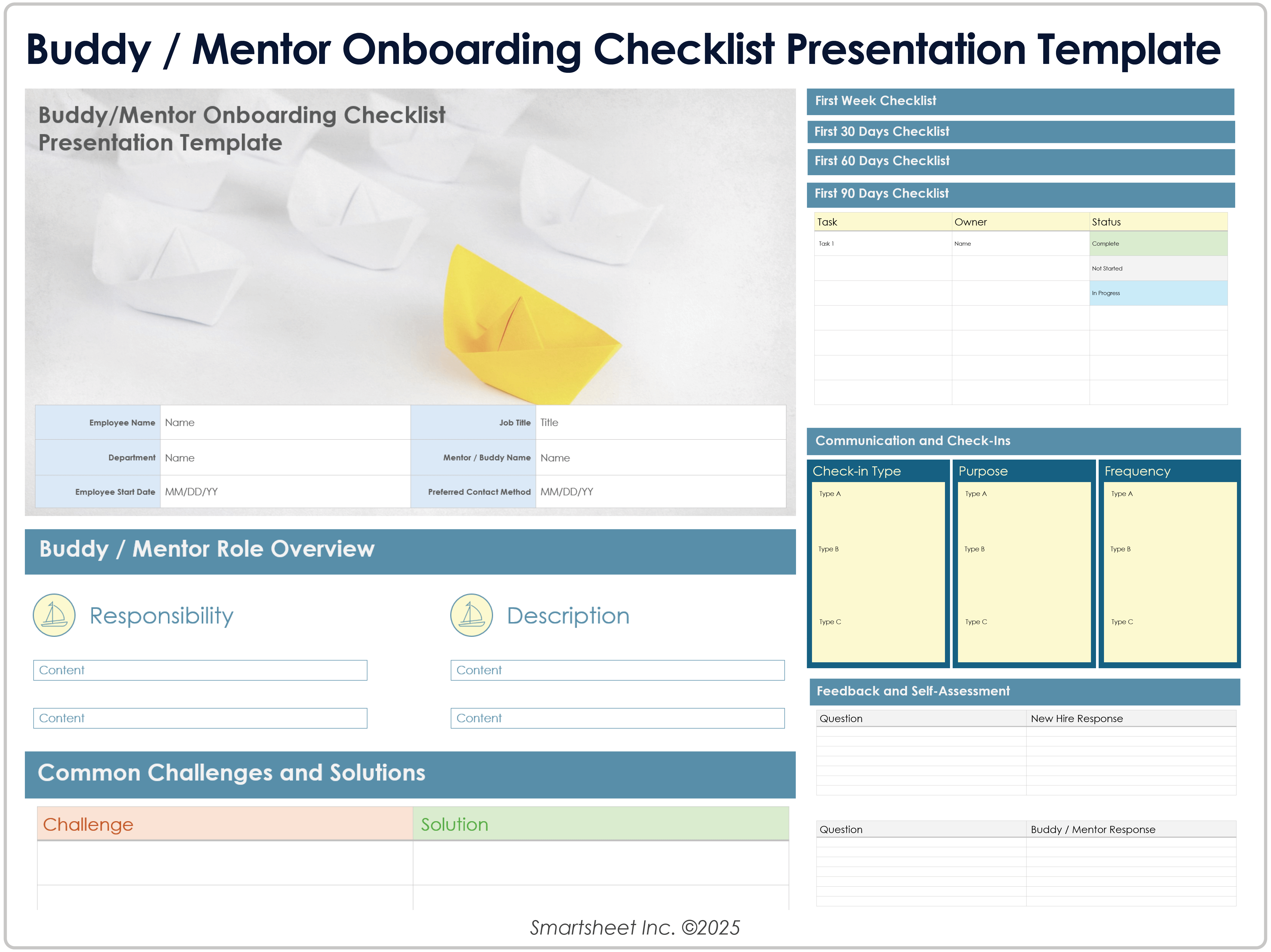 Modello 8779 per presentazione della lista di controllo per l'onboarding di Buddy Mentor