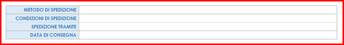 Inserisci i termini e le date del metodo di spedizione nell’ordine di acquisto per Microsoft Word