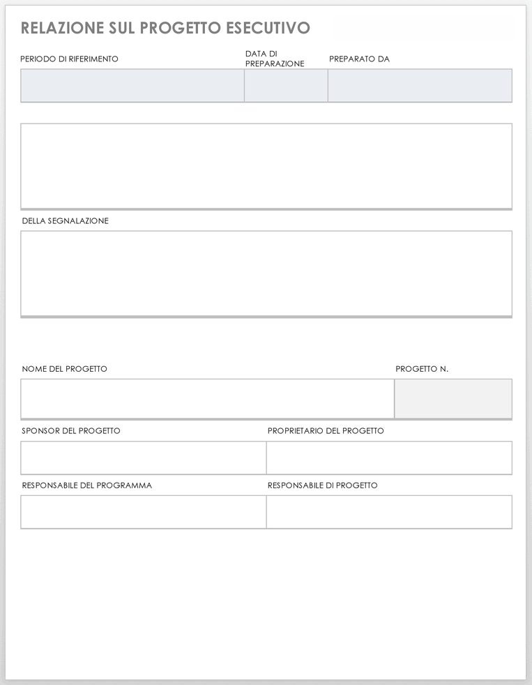 Modello di rapporto di progetto esecutivo