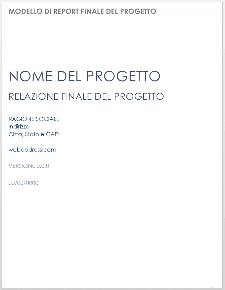 Modello di rapporto finale del progetto