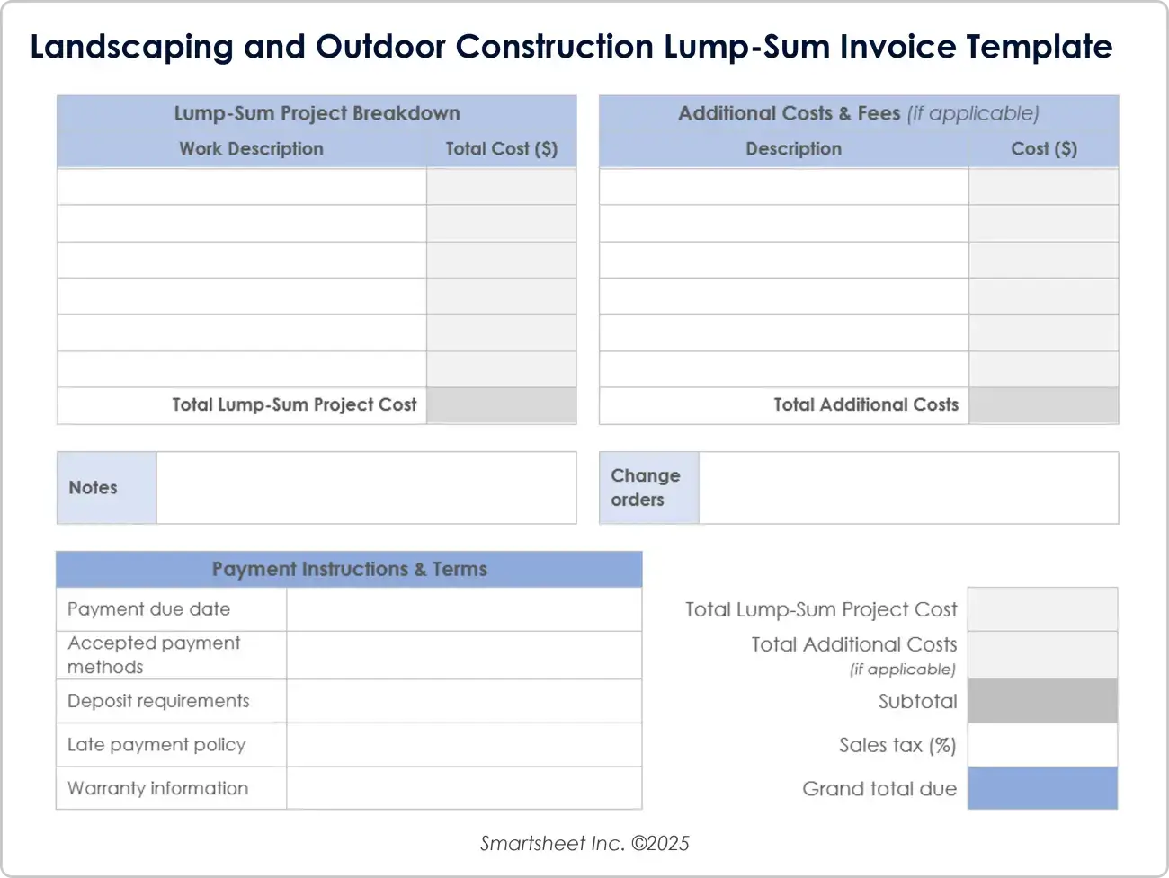 Modello di fattura forfettaria per architettura paesaggistica ed edilizia all'aperto