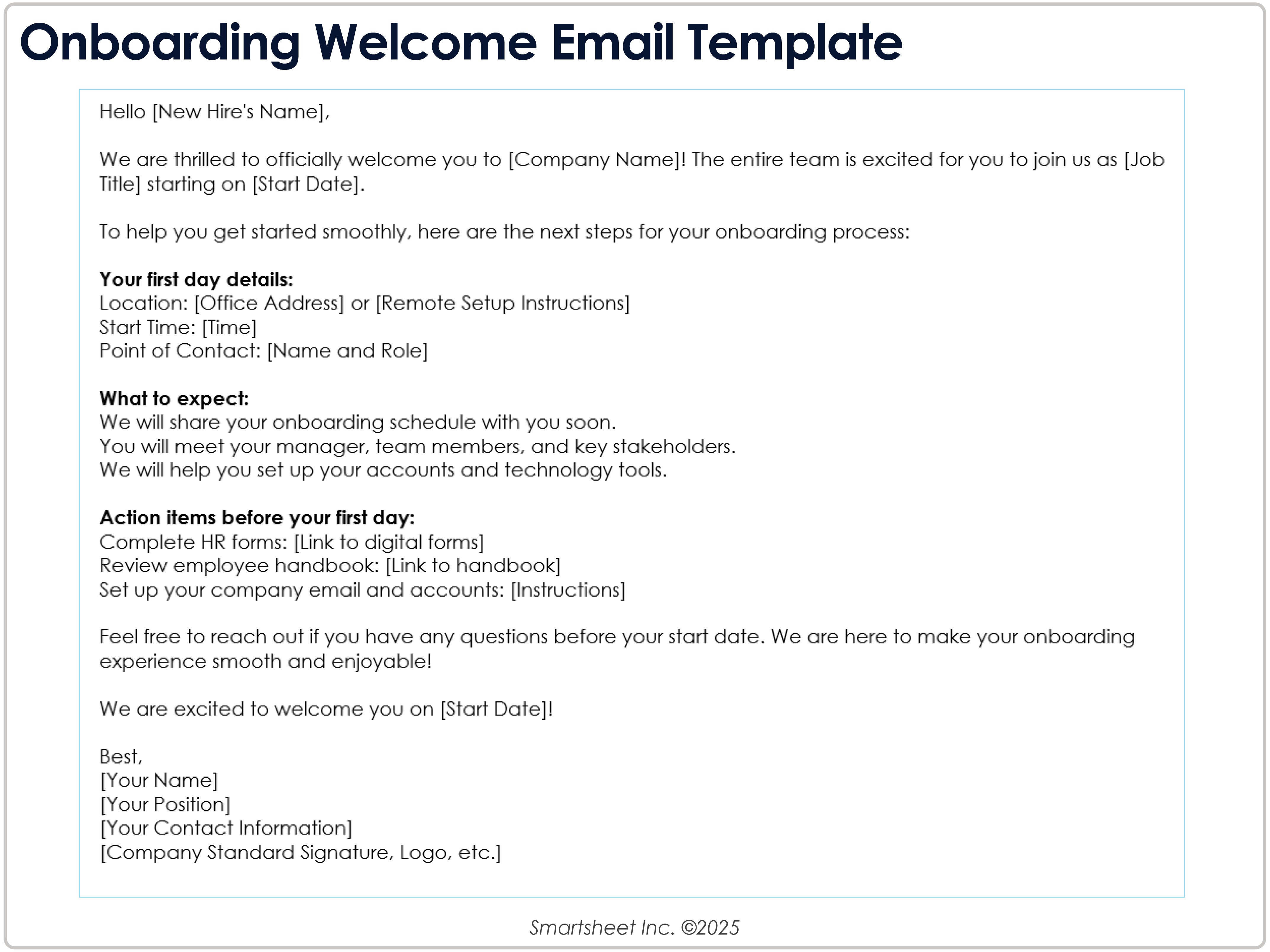 Email di Benvenuto a Bordo Modello 8779