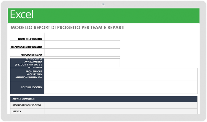 Modello di report di progetto per team e dipartimenti