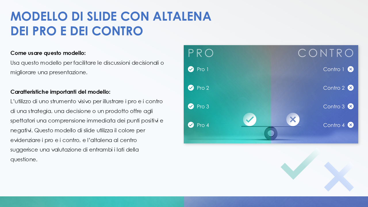 Pro e contro del modello di diapositiva Seesaw