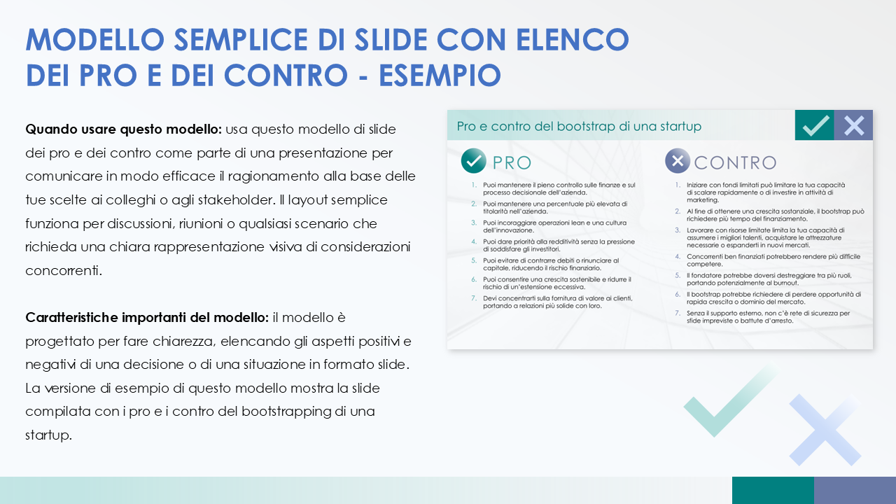 Simple Pros and Cons List Slide Example Template