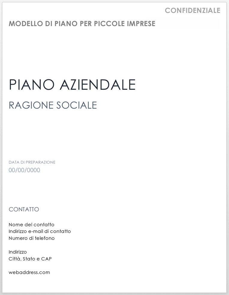 Modello di piano aziendale per piccole imprese
