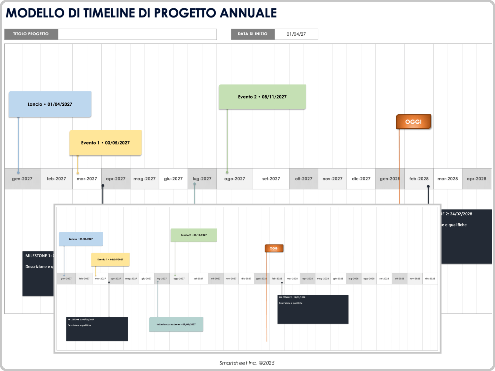 Modello di cronologia annuale del progetto