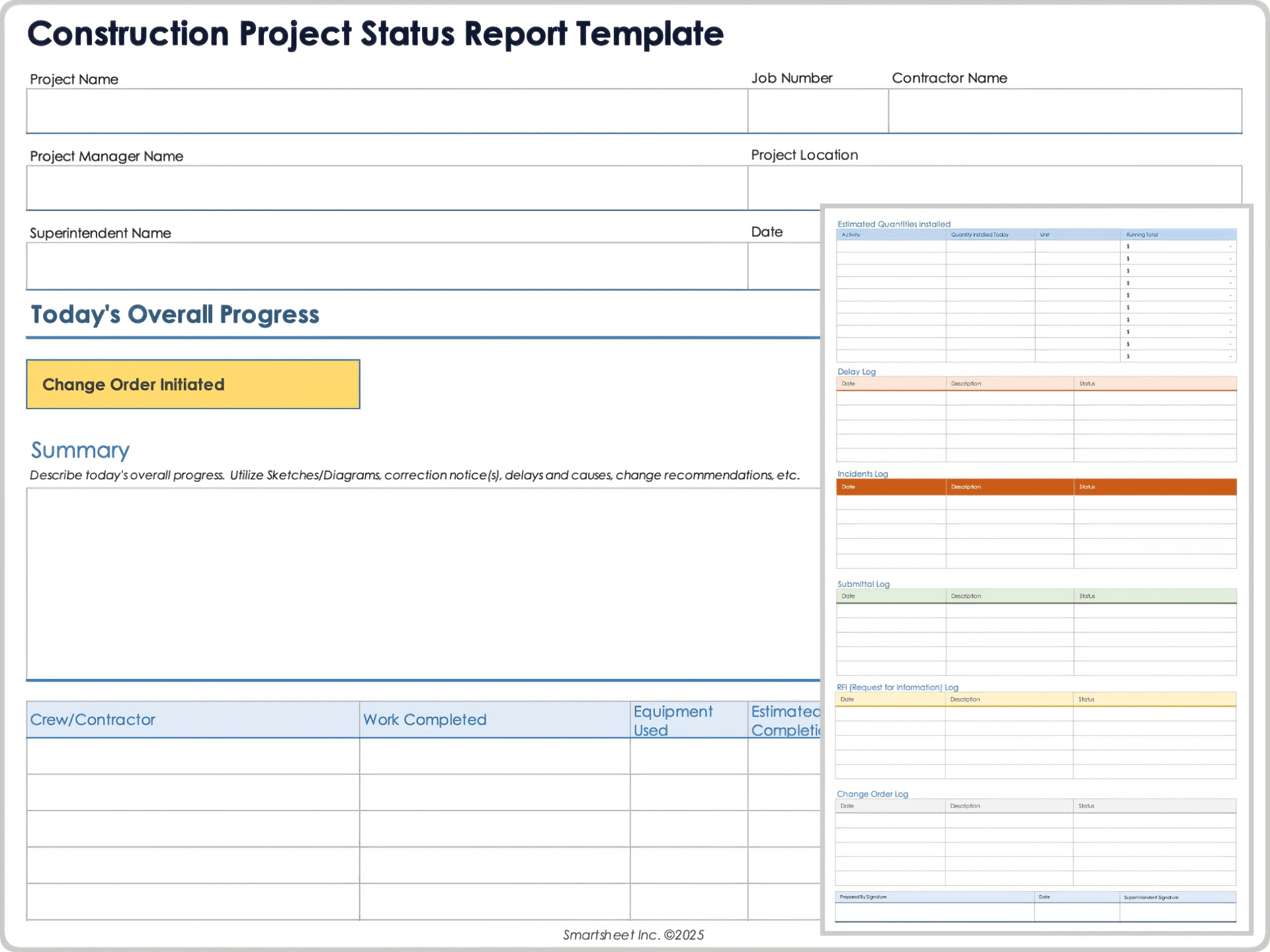 Modello di report sullo stato del progetto edile