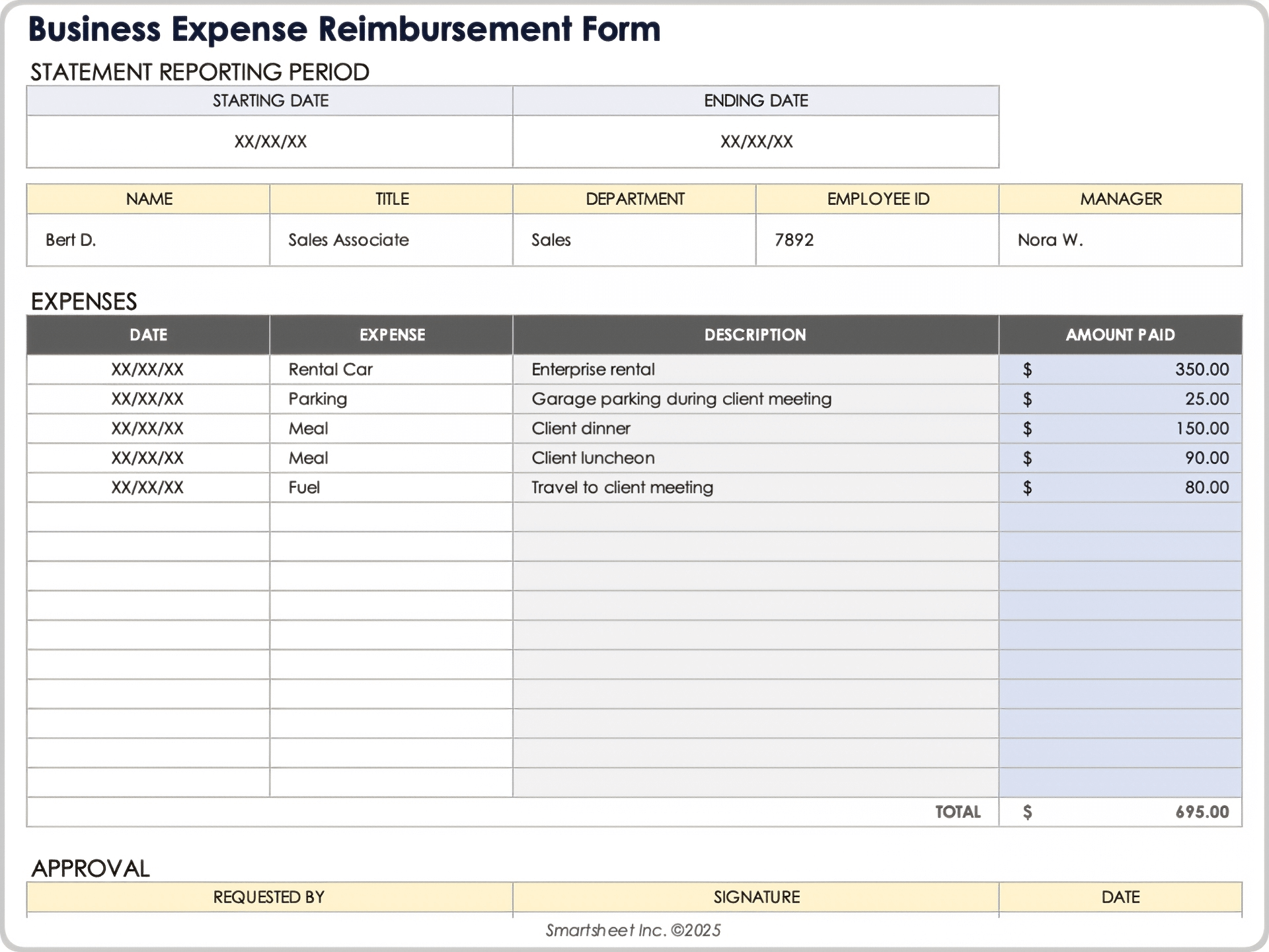 Business Expense Reimbursement Form