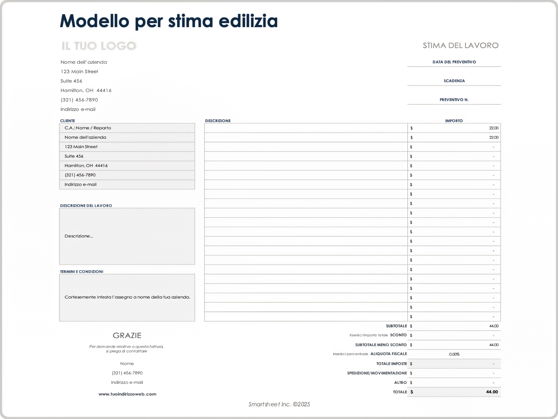 Modello per stima edilizia