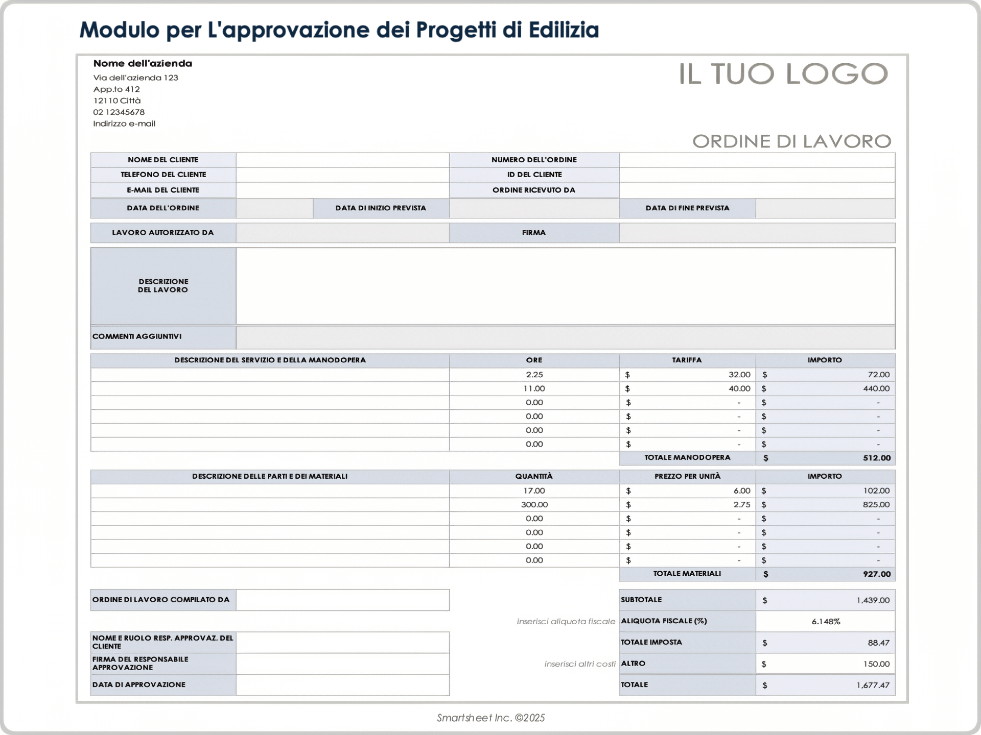 Modulo per l'approvazione dei progetti di edilizia