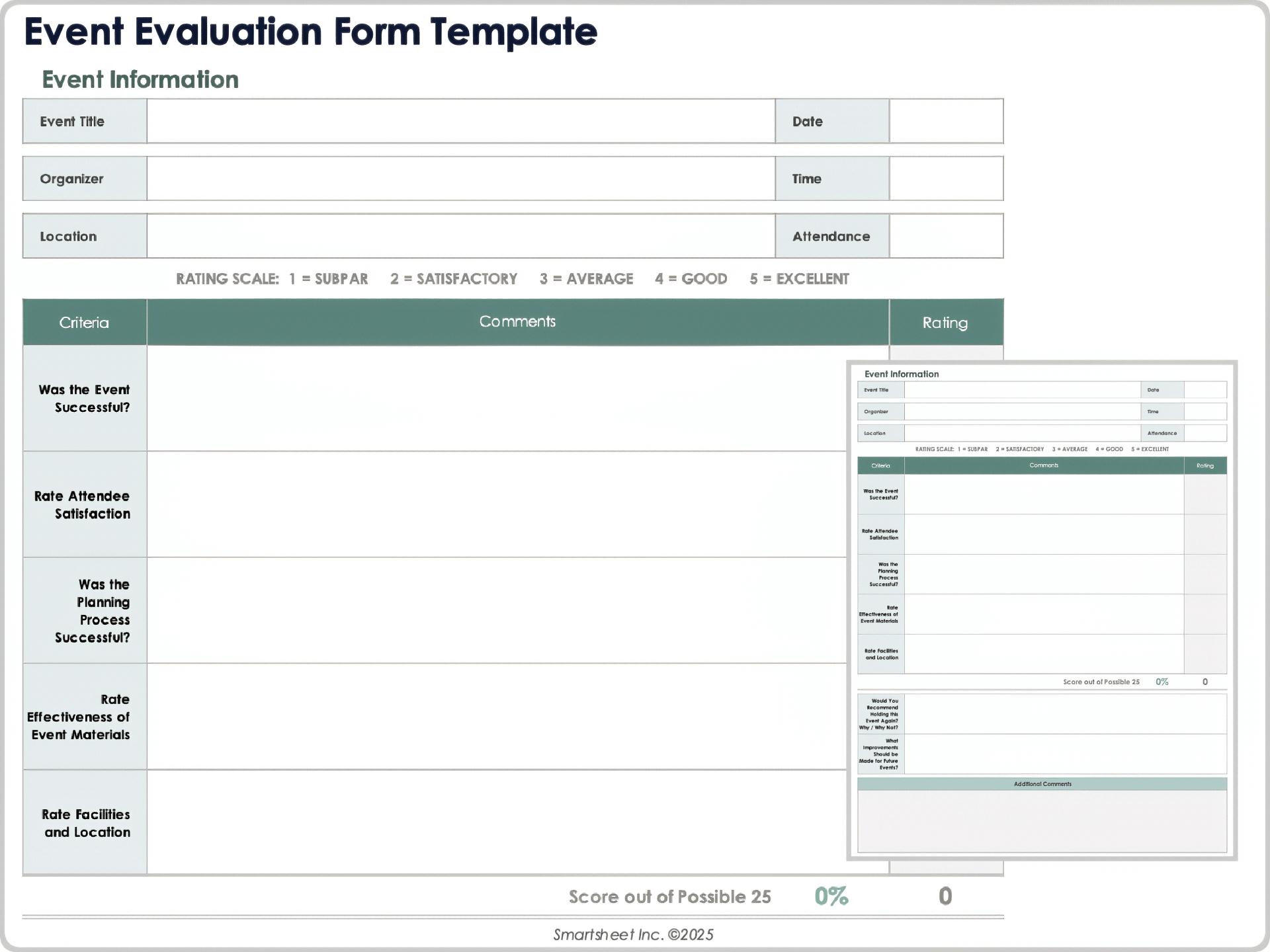 Modello di modulo di valutazione eventi 9053
