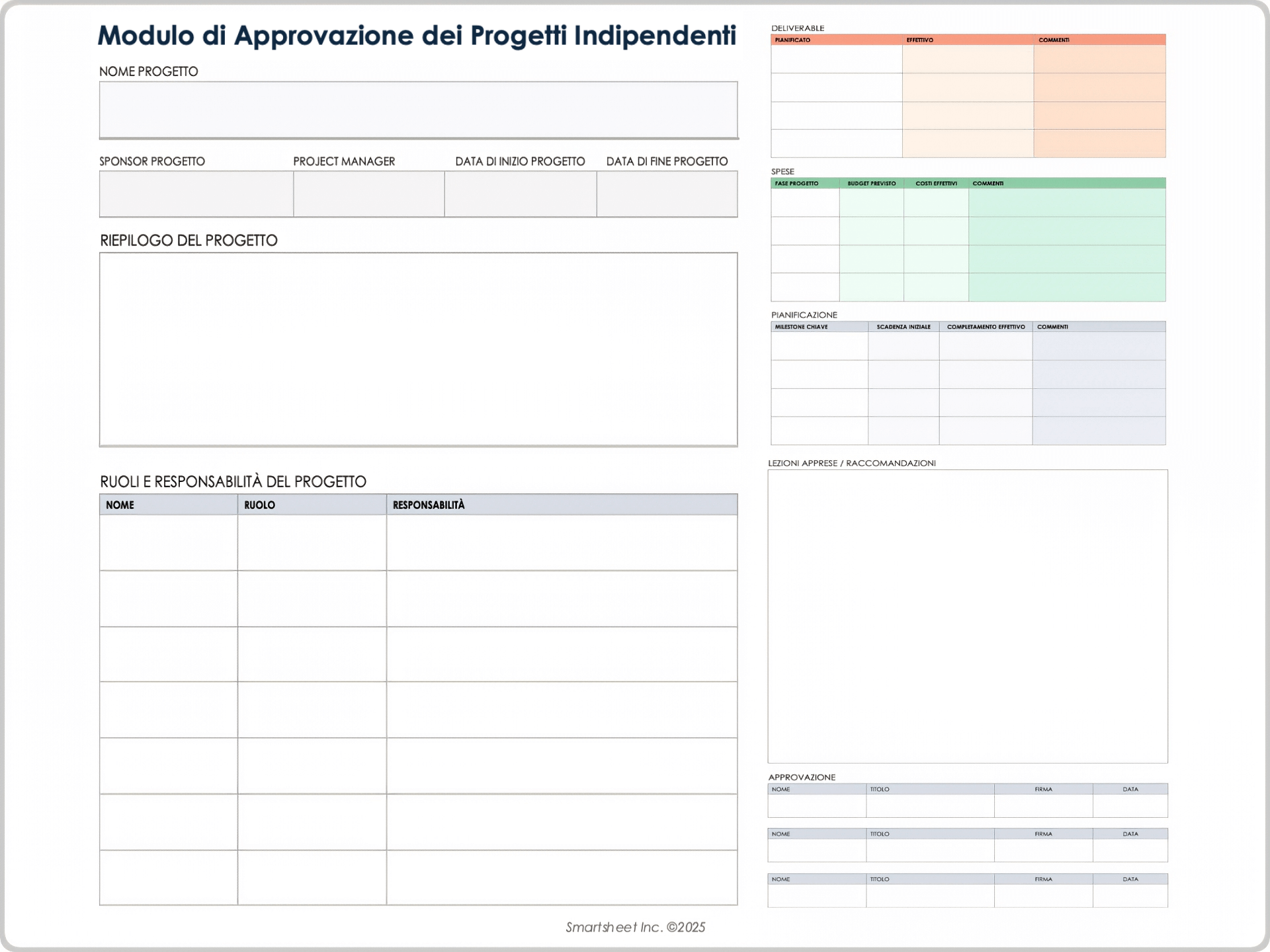 Modulo di approvazione dei progetti indipendenti