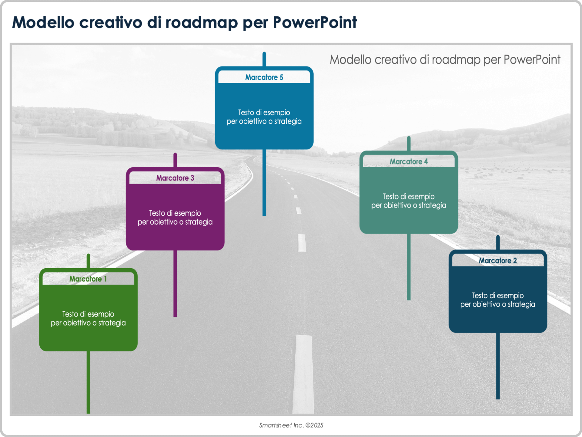 Modello creativo di roadmap per PowerPoint