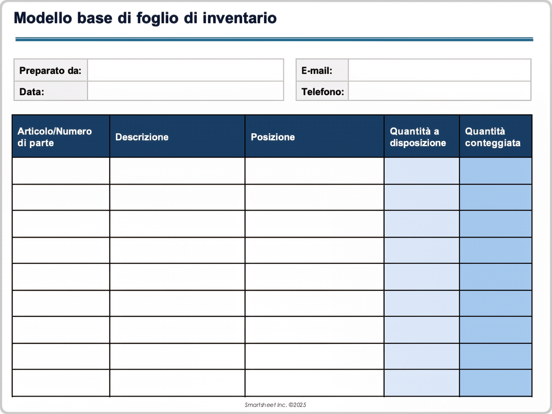 Modello base di inventario